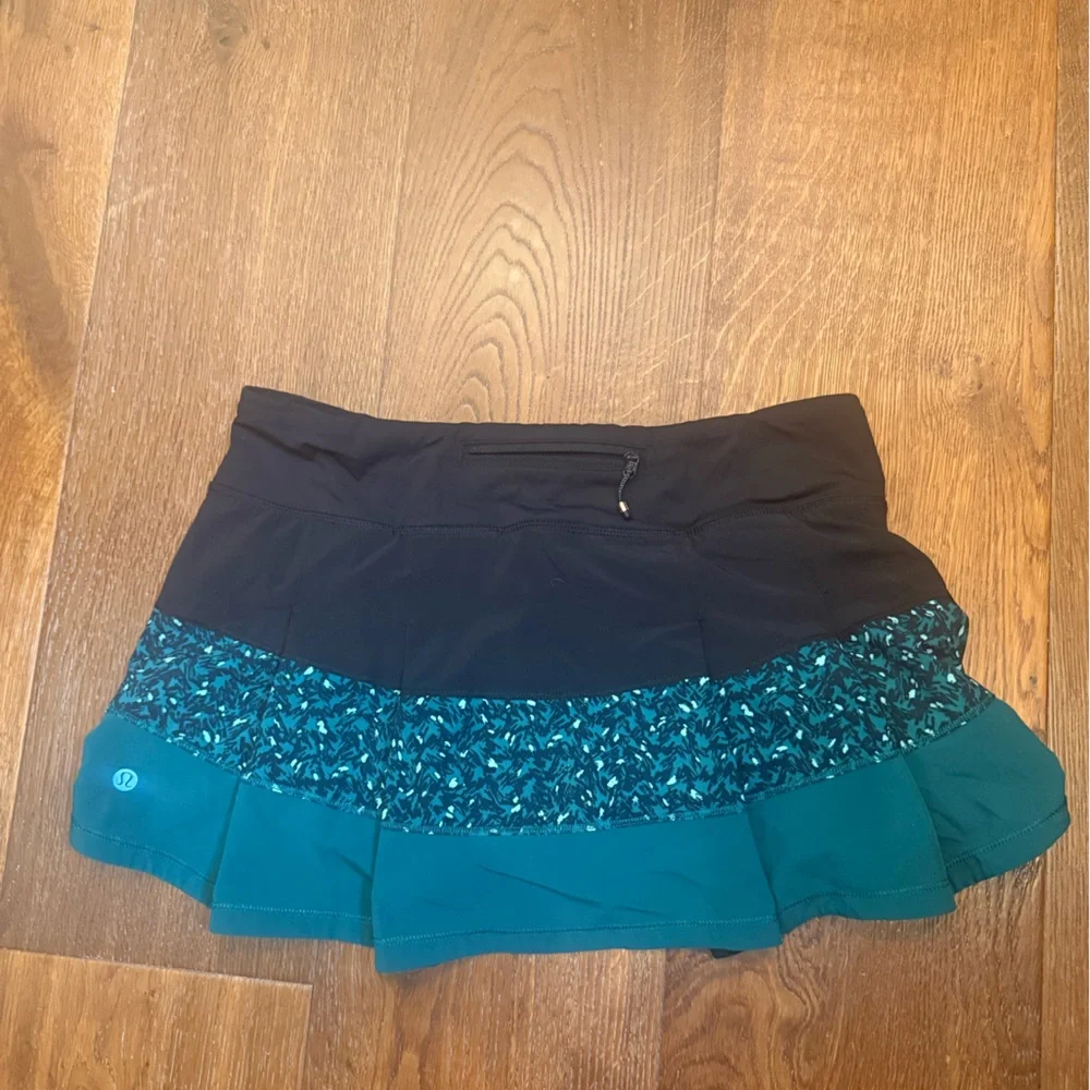 Lululemon Pace Rival Skirt II 4-way Mountain Peaks Black Forage Teal Skort 8 Reg